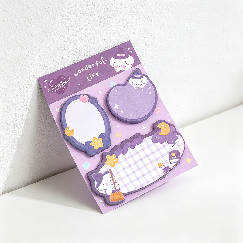 CouldNook Kawaii Animal Sticky Note Set - Cute 3-in-1 Journaling Memo Pad