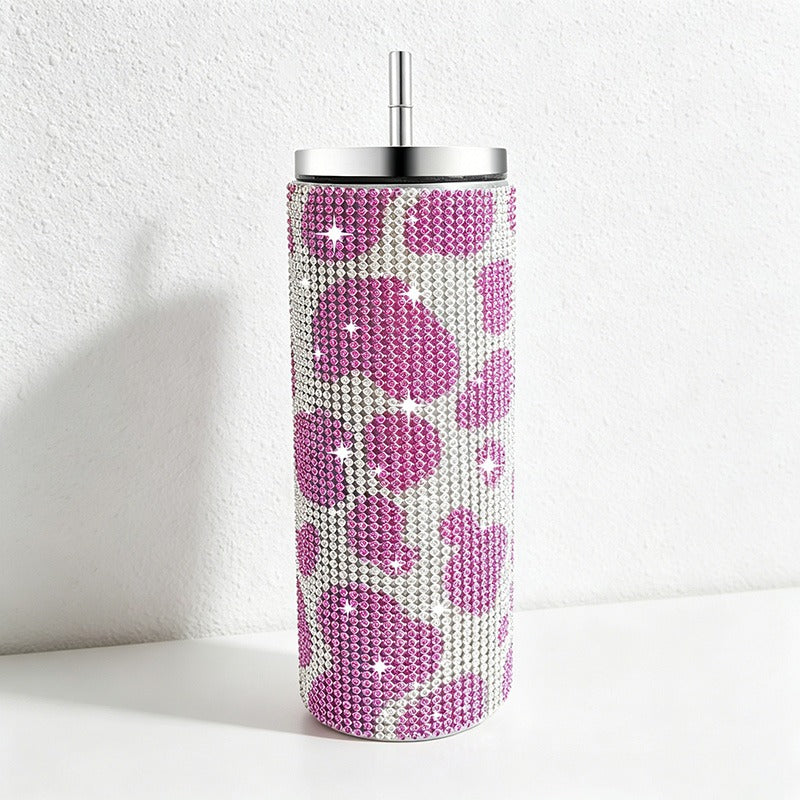 CouldNook 20oz Rhinestone Tumbler-Stainless Steel Vacuum Insulated Straight Body Tumbler with Straw
