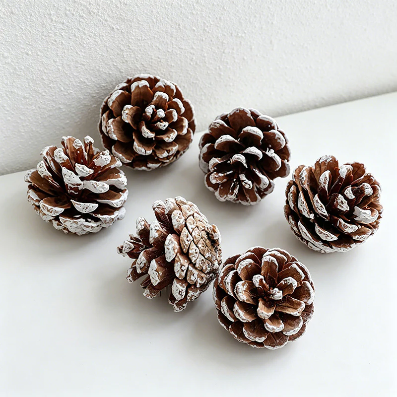 White Pine Cones Wall Decor - Christmas Natural Dried Plant Ornaments(6PCS)