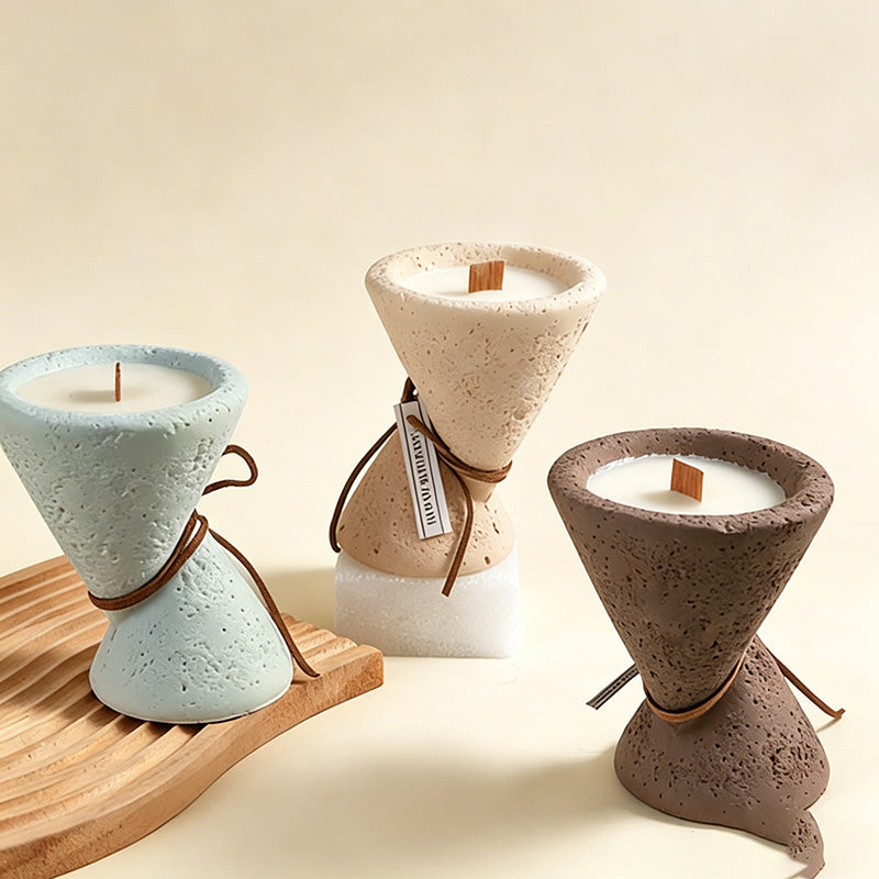 CouldNook Minimalist Concrete Hourglass Candle - Quiet Luxury Sculptural Decor
