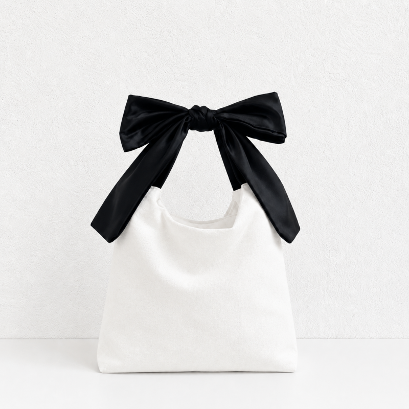 CouldNook Bow Canvas Shopping Bag - Aesthetic Large Capacity Tote