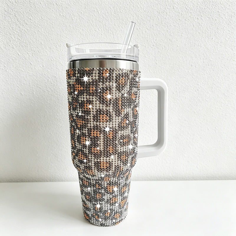 CouldNook 40oz Rhinestone Tumbler-Stainless Steel Vacuum Insulated Ice Tumbler with Handle & Straw