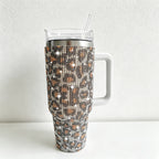 CouldNook 40oz Rhinestone Tumbler-Stainless Steel Vacuum Insulated Ice Tumbler with Handle & Straw