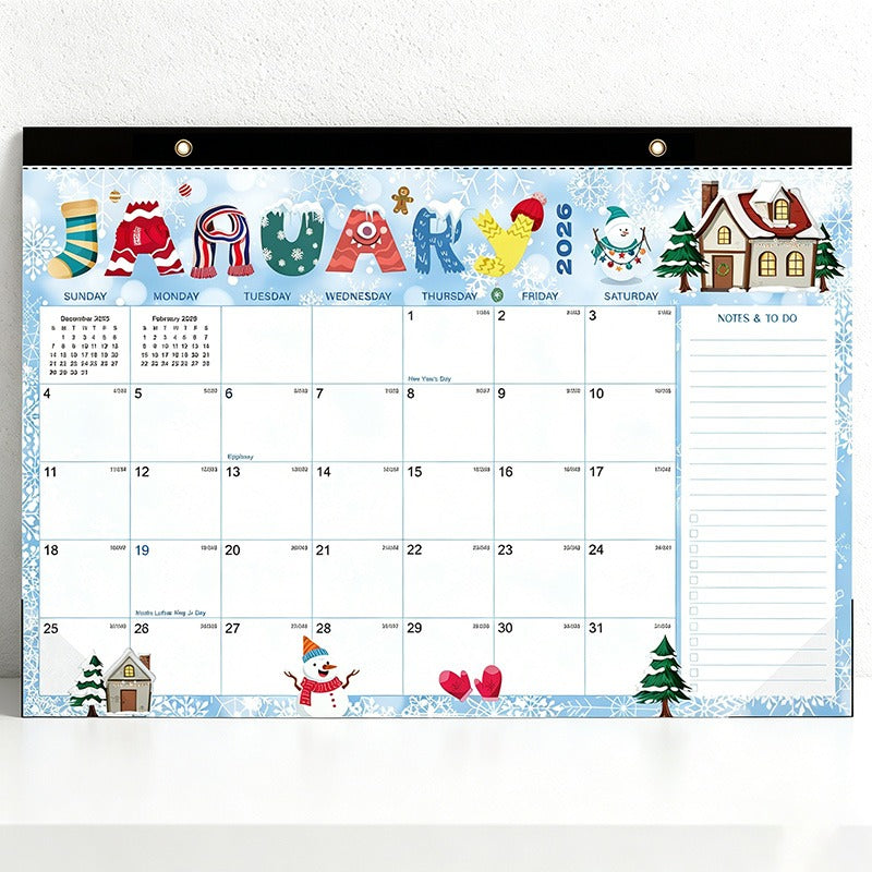 English 2026-2027 Wall Calendar - Floral Art Monthly Planner