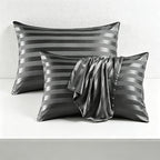 CouldNook Striped Silky Satin Pillowcase Set - Luxury Hotel Bedding (Set of 2)