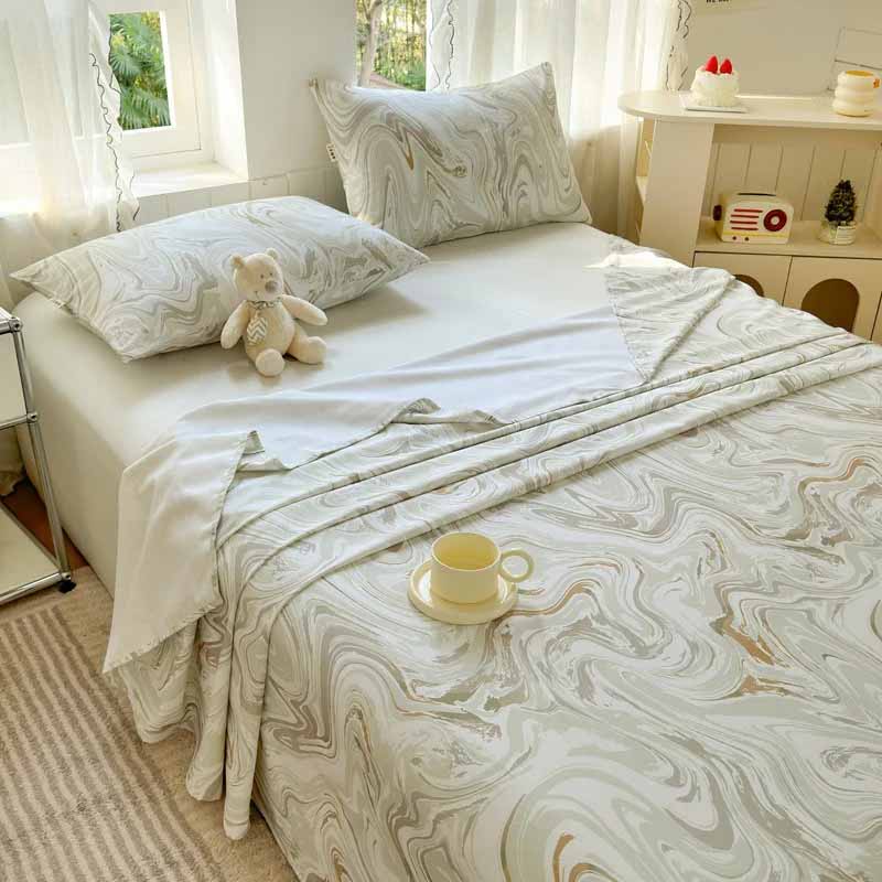 CouldNook Premium Cotton Homespun Flat & Fitted Sheet - Galactic Marble Dream