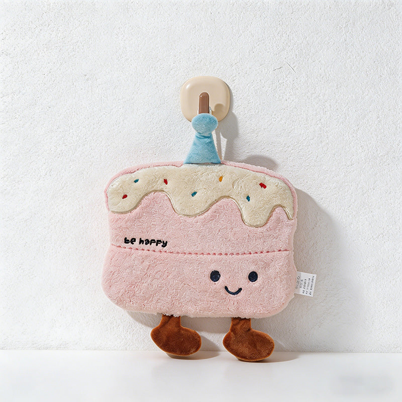 CouldNook Kawaii Bakery & Dessert Hanging Hand Towel - Thick Coral Fleece