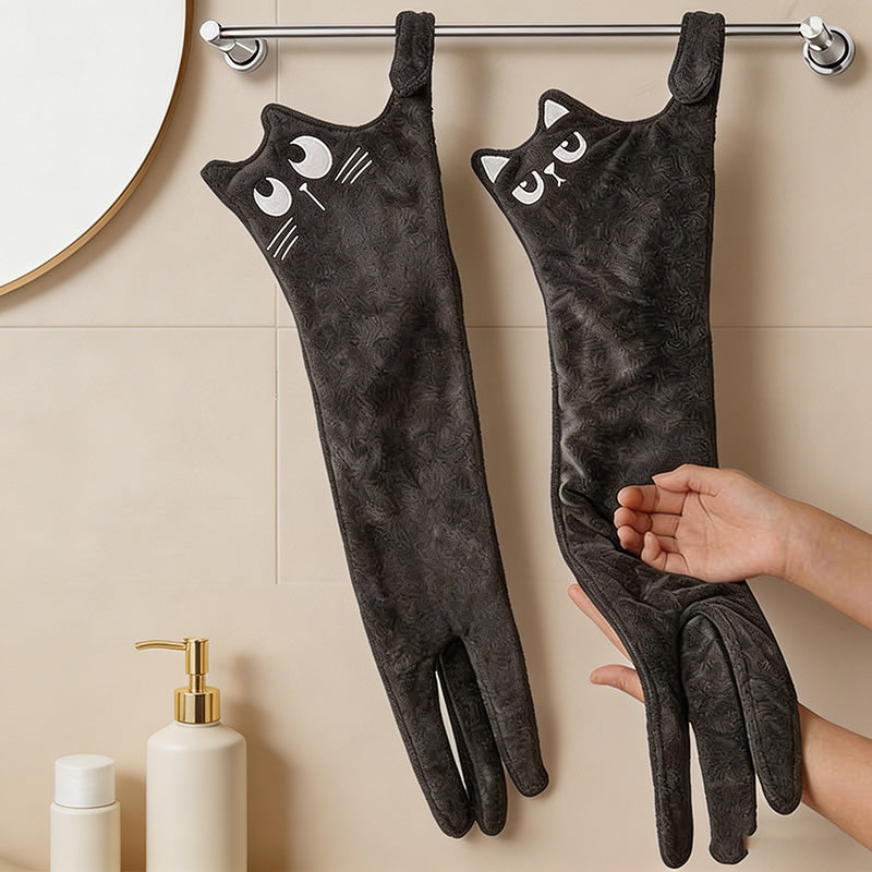CouldNook Funny Long Cat Hanging Hand Towel - Super Absorbent Microfiber Towel