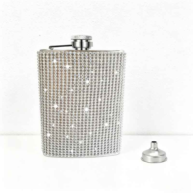 CouldNook 6/8oz Bling Rhinestone Hip Flask - Pocket Size with Funnel (Leopard & Gradient Series)