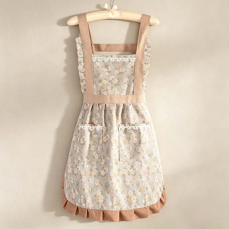 Floral Princess Apron - Polyester Backband Kitchen Apron