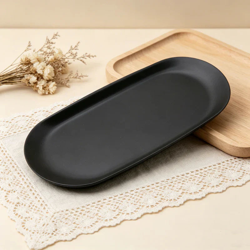 Solid Color Metal Tray Plates- Stainless Steel Plate for Home Decor