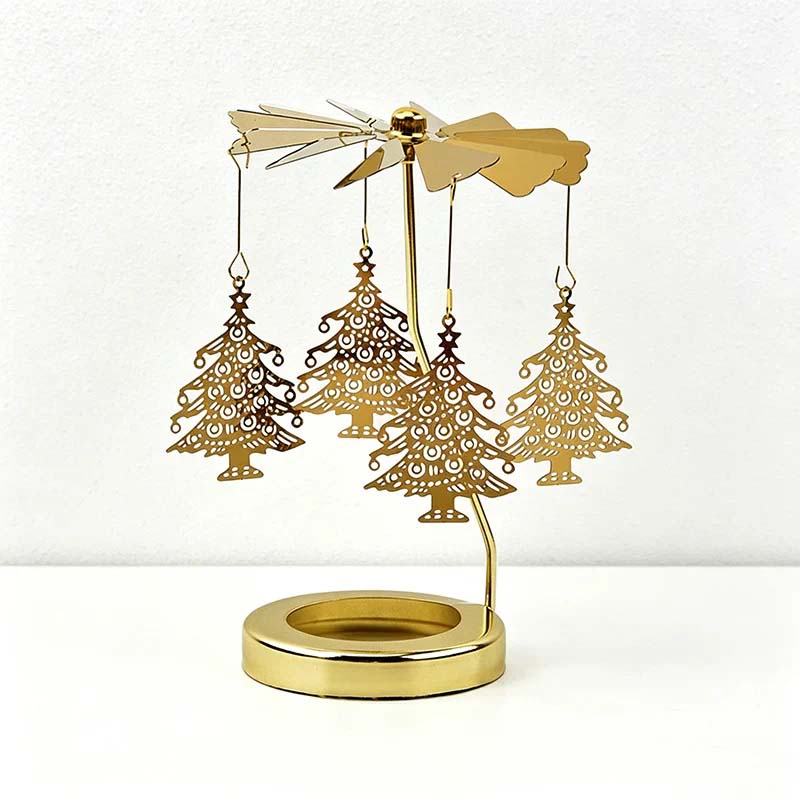 Rotating Carousel Candle Holder Candle Making Kits - Golden Spinning Tealight Carousel
