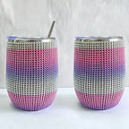 CouldNook 12oz Bling Rhinestone Stemless Wine Tumbler - Clear Lid & Straw (Solid Color Series)