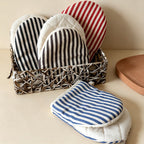 CouldNook Cotton Duckbill Oven Mitt - Minimalist Striped Kitchen Pot Holder