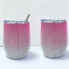 CouldNook 12oz Bling Rhinestone Stemless Wine Tumbler - Clear Lid & Straw (Solid Color Series)