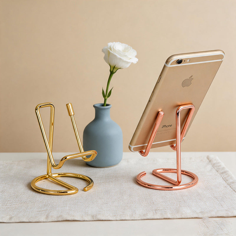 CouldNook Minimalist Metal Wire Phone Stand - Desk Holder & Business Card Display