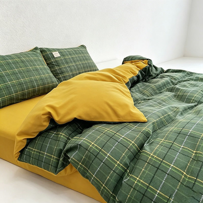 CouldNook Vibrant Plaid Duvet Cover - Ultra-Soft Washed Cotton Feel Bedding