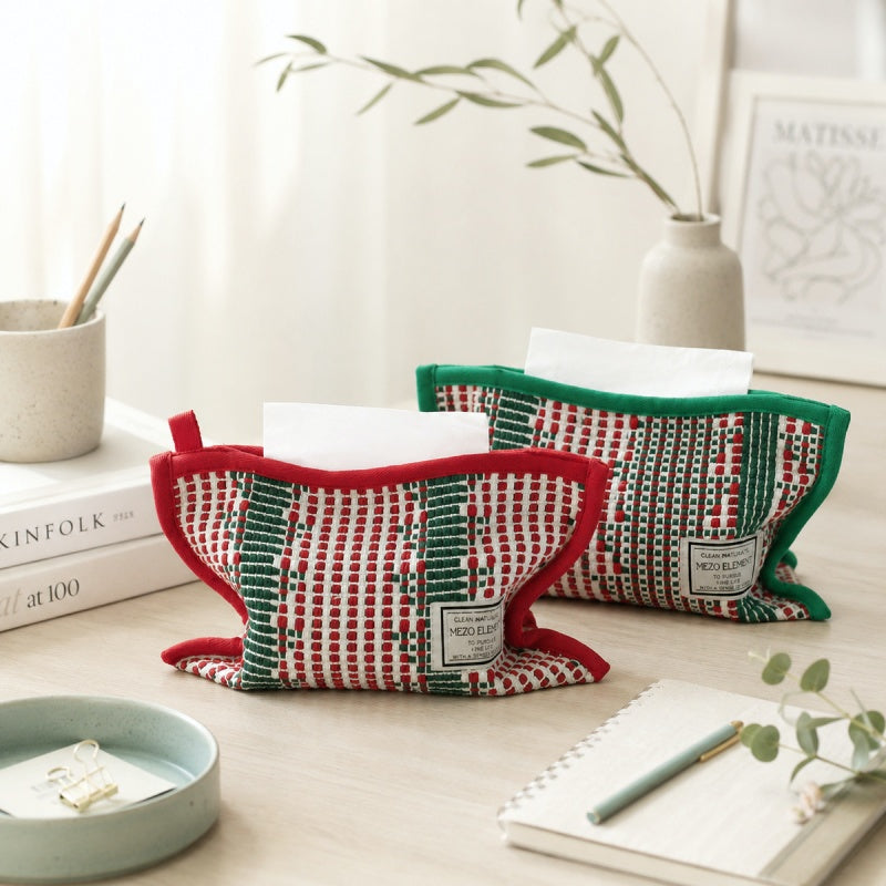 CouldNook Woven Cotton Car Tissue Case - Aesthetic Nordic Storage Case