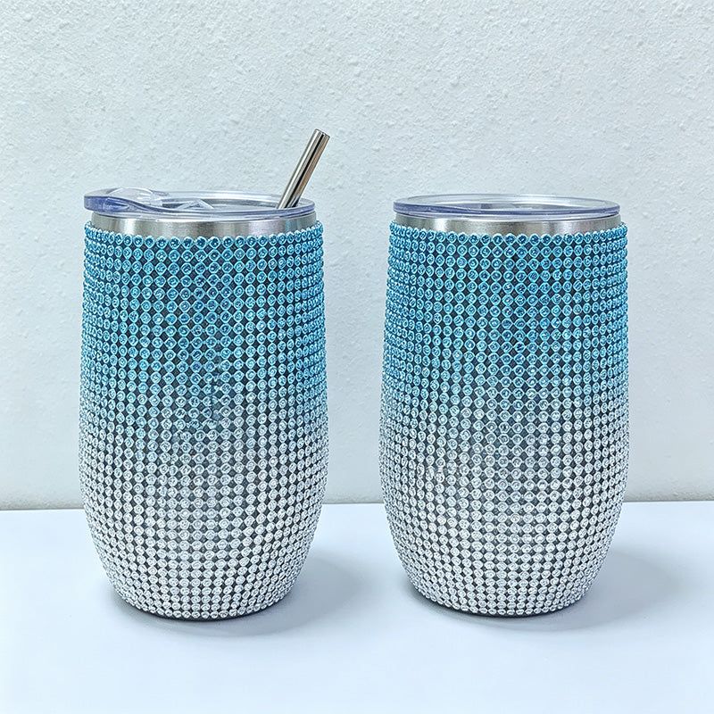CouldNook 12oz Bling Rhinestone Stemless Wine Tumbler - Clear Lid & Straw (Solid Color Series)