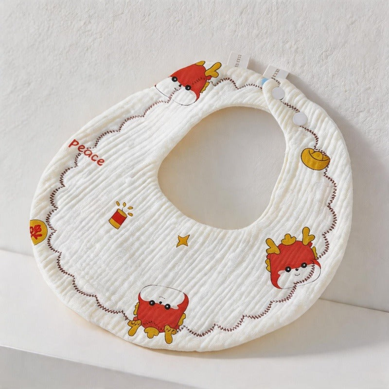 CouldNook Premium Muslin Cotton Baby Bib - Reversible 6-Layer Round Drool Apron(set of 10)