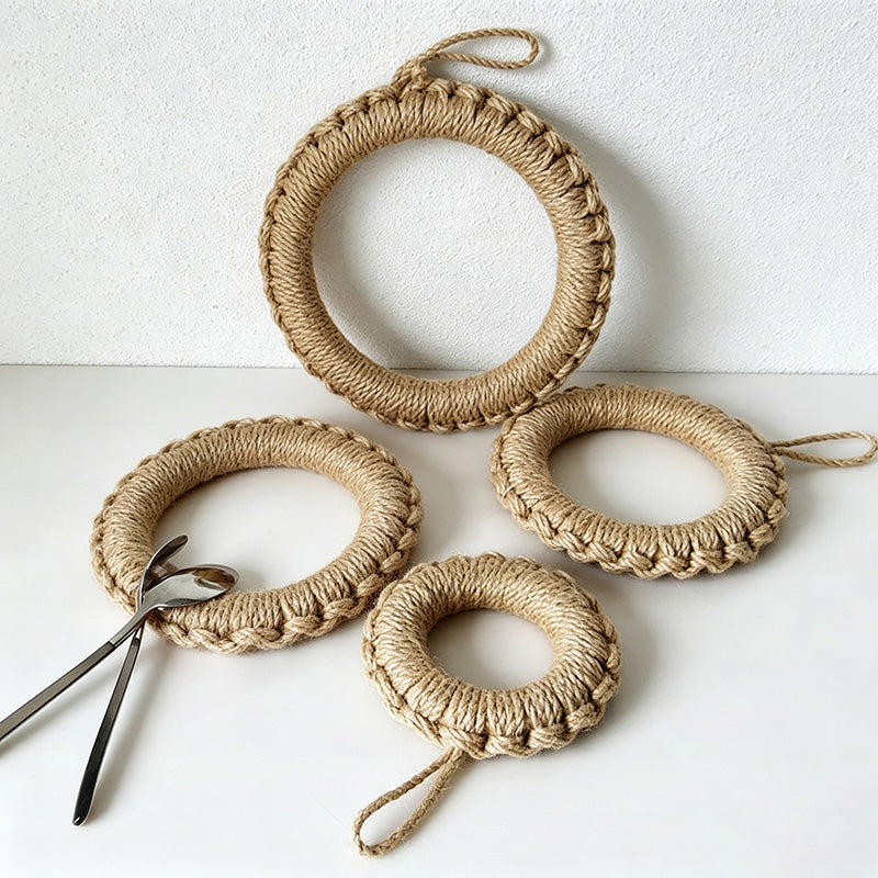 CouldNook Natural Jute Woven Trivet Ring - Rustic Hemp Pot Holder
