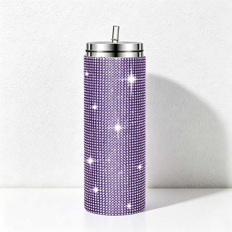 CouldNook 20oz Rhinestone Tumbler-Stainless Steel Vacuum Insulated Straight Body Tumbler with Straw