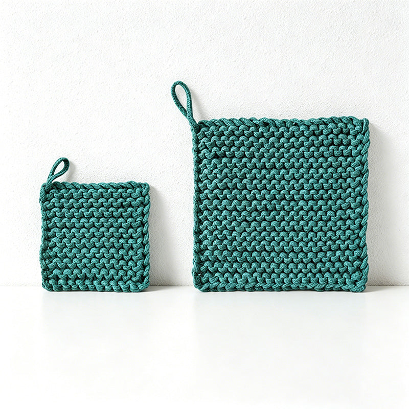 CouldNook Chunky Knit Cotton Trivet - Hand-Woven Square Heat Pad