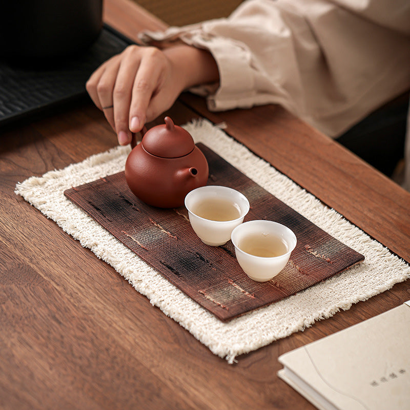 CouldNook Vintage Zen Waterproof Fabric Tea Mat - Chinese Wabi-Sabi Placemat
