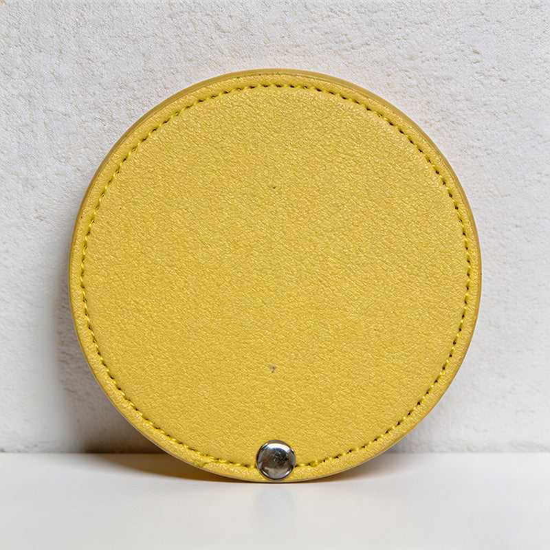 CouldNook PU Leather Rotating Compact Mirror - Portable Round Travel Mirror
