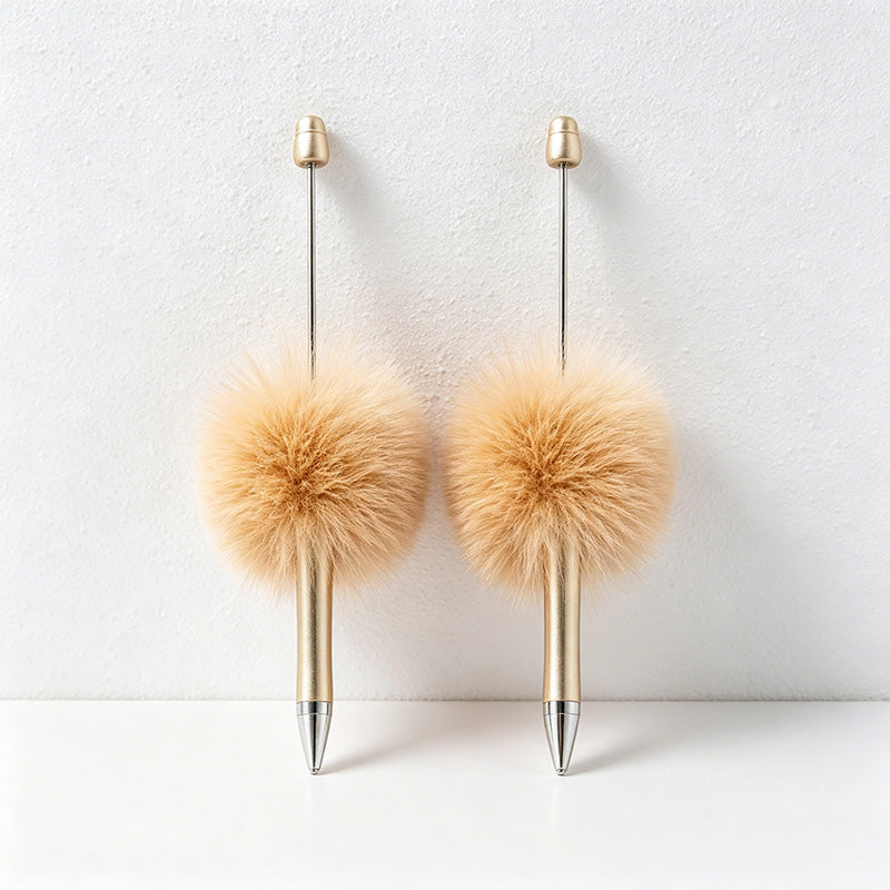 CouldNook Pen-Cute Pom Pom Beaded Ballpoint Pen DIY Creative Plush Ballpoint Pen for Gift & Office