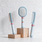 CouldNook Aesthetic Pastel Hairbrush 3-Piece Set - Cushion, Roller & Flat Comb