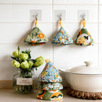 CouldNook Floral Cotton Triangle Pot Lid Cover & Mini Oven Mitt - Anti-Scald Holder