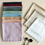 CouldNook Fringed Cotton Linen Napkin - Rustic Wabi-Sabi Dining Cloth