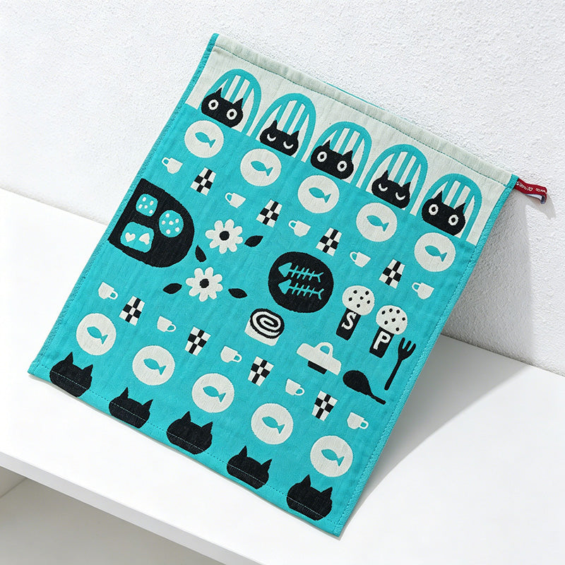 CouldNook Pure Cotton Gauze Cartoon Square Towel - Cute Absorbent Handkerchief