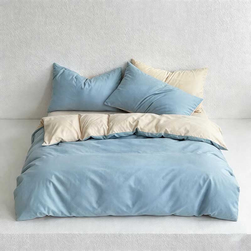 CouldNook Reversible Solid Duvet Cover - Ultra-Soft Washed Cotton Feel (Light Colors)