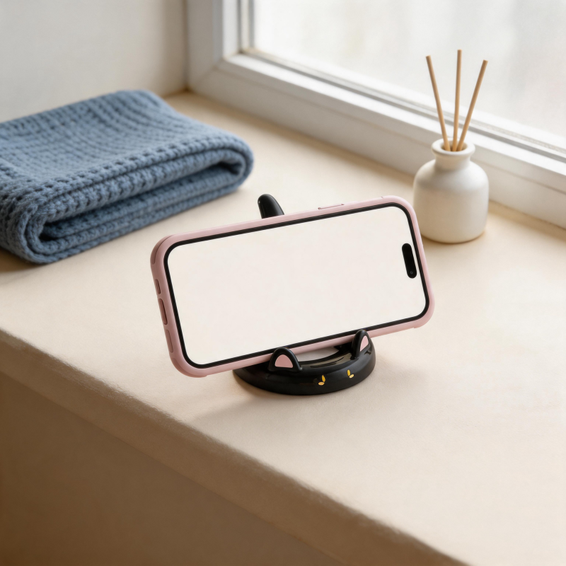CouldNook Cute Cat Tail Phone Stand - Cartoon Desk Holder with DIY Stickers