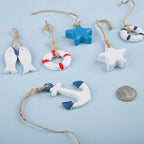 CouldNook Coastal Hanging Ornament - Nautical Shapes And Twine Loop