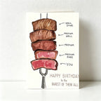 Funny Steak Doneness Greeting Card with Red Envelope, Humorous Meat Lover Greeting Card