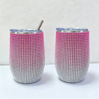 CouldNook 12oz Bling Rhinestone Stemless Wine Tumbler - Clear Lid & Straw (Leopard & Ombre Series)