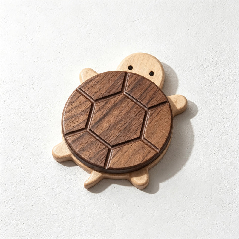 CouldNook Wooden Turtle Coaster - Round Shell Resting Surface