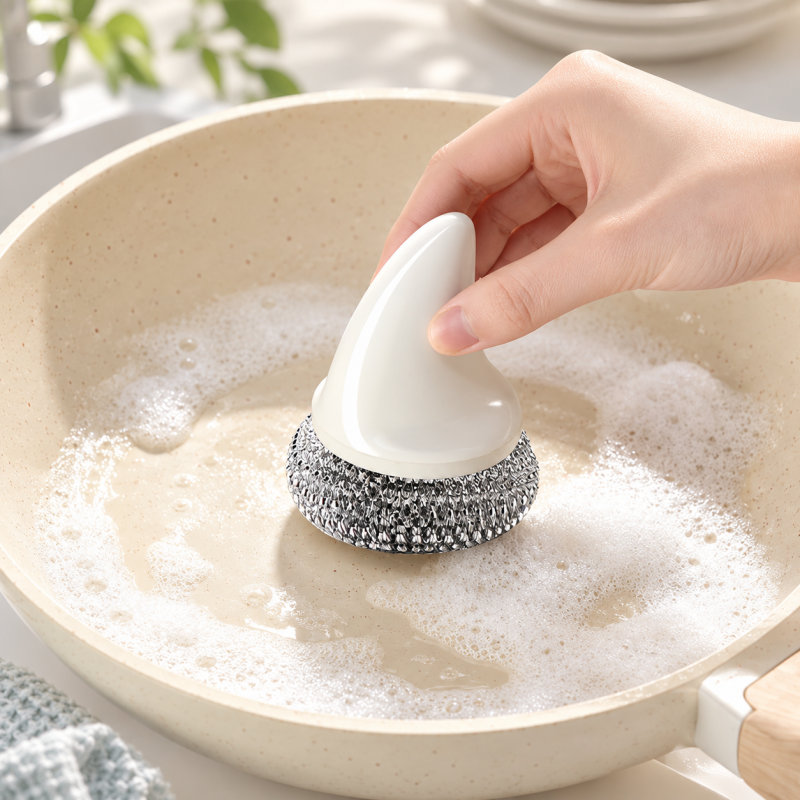 CouldNook Dish Scrubber - Shark Fin Grip And Replaceable Cleaning Heads