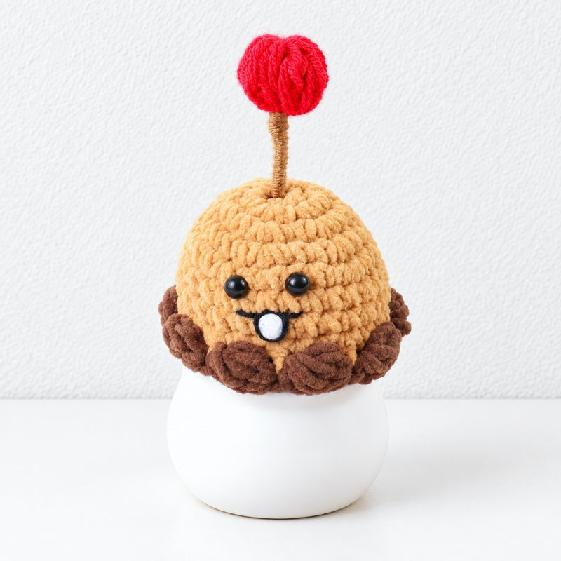 CouldNook Crocheted Character Pot Ornament - Colorful Figures And White Pots