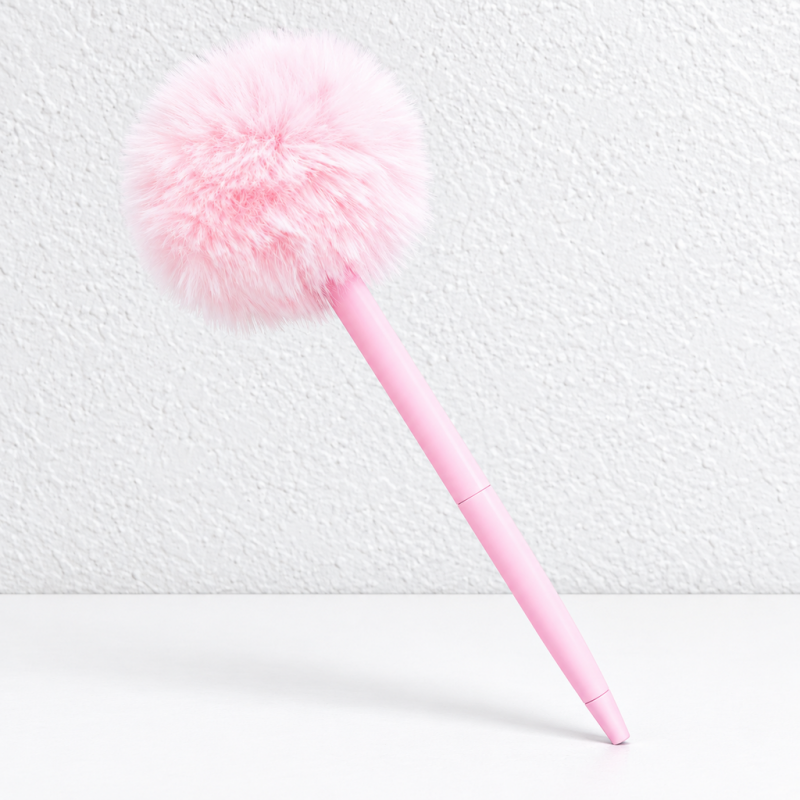 CouldNook Pom-Pom Ballpoint Pen - Fluffy Round Top and Slender Barrel