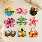 CouldNook Tropical Embroidered Patch - Flowers Drinks and Summer Motifs