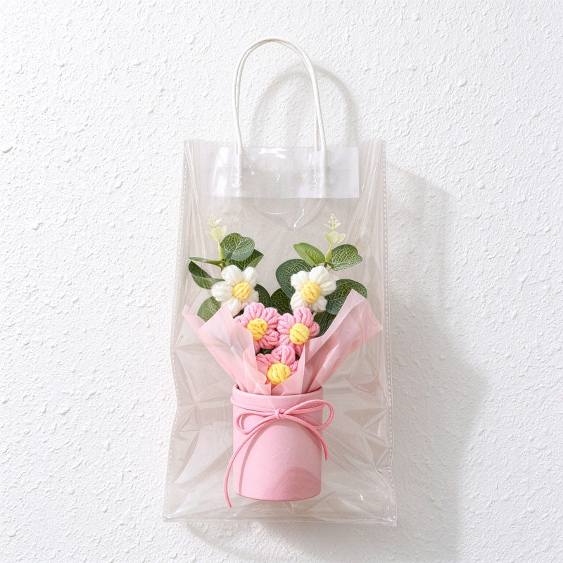 Crochet Flower Arrangement in Pink Display Base