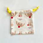 CloudNook Cartoon Print Drawstring Pouch‑Cotton Blend Small Storage Bag