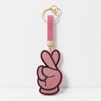 CouldNook Rhinestone Peace‑Hand Keychain‑Velvet Bag Charm Pendant for Purse & Car Keys