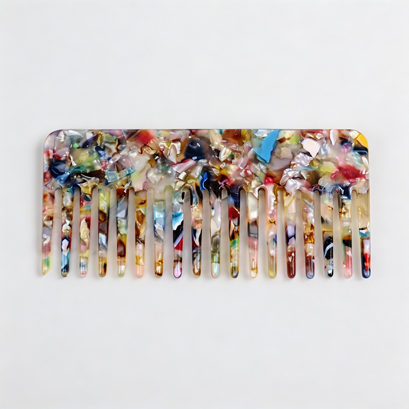 CouldNook Rectangular Marble Acetate Comb‑Wide Tooth Hair Comb