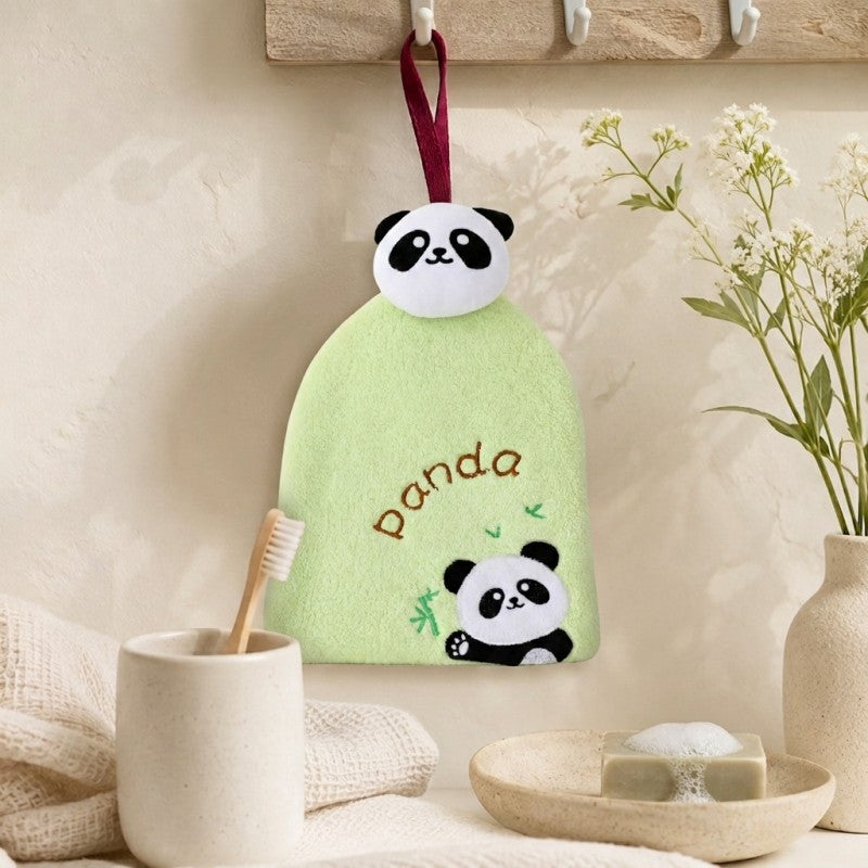CouldNook Cartoon Coral Fleece Hand Towel‑Hanging Absorbent Cloth