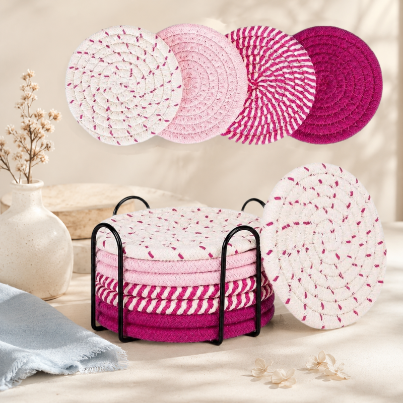 CouldNook Braided Cotton Coaster Set - Spiral Color Collections